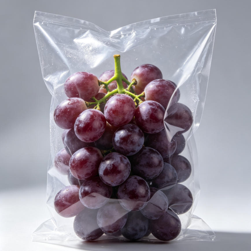 Anti-Fog Anti-Mold Fresh Keeping Bags for Grape & Berry Packaging 1 Crystal Clear Anti-Fog Plastic Fresh Keeping Bag for Premium Purple Grapes Packaging