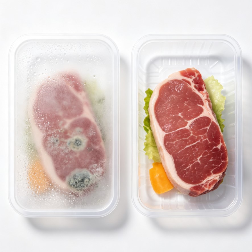 Nano Anti-Fog & Antibacterial Rigid PET/PP Thermoforming Sheet 2 Anti-Fog and Antibacterial Test Comparison for Rigid PET Thermoforming Sheet Trays